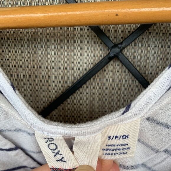 Roxy White Blue Striped Open Sides Small - Picture 2 of 3